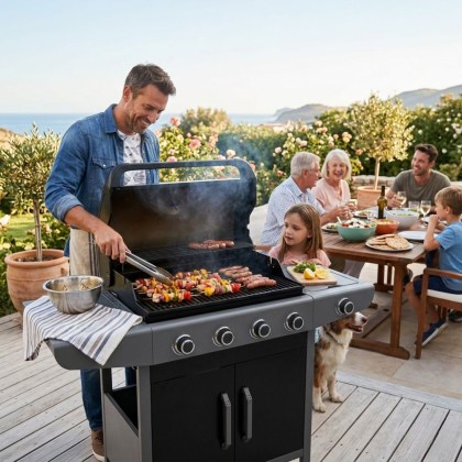 BORMANN Elite BBQ6041 FORGE 4+1 Burner Gas Grill with Cast Iron Grates